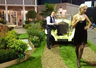 Artificial grass for the show garden at RDS Ideal Home Show, Dublin supplied and installed by the Artificial Grass Company.