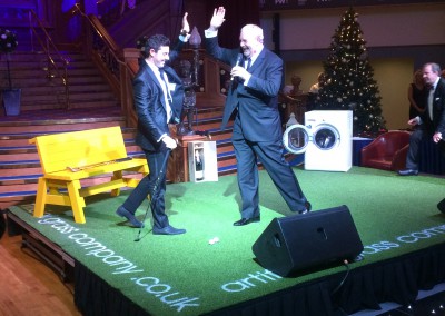 Golf superstar Rory McIlroy puts off the Artificial Grass Company Multi-Play putting grass at the Paddy Wallace Fund for Autism charity ball at Titanic Centre, Belfast.