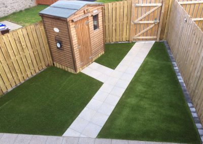 Low maintenance back garden with artificial grass